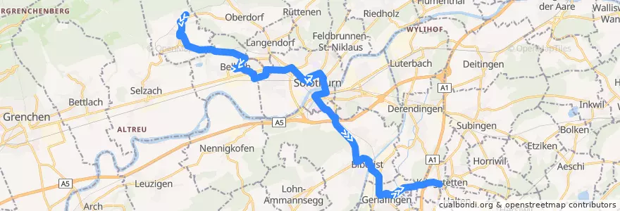 Mapa del recorrido Bus 2: Lommiswil => Kriegstetten de la línea  en Solothurn.