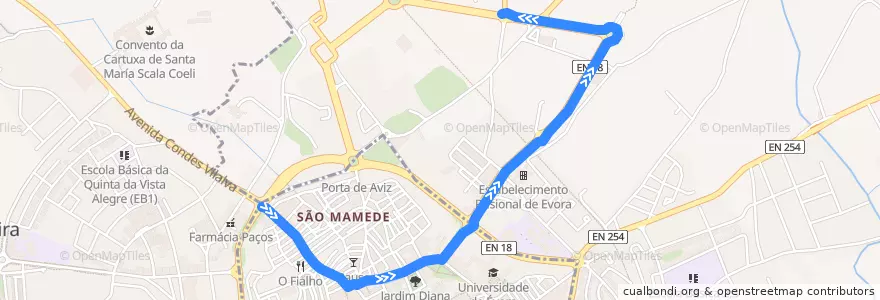 Mapa del recorrido 21 Louredo - Luís de Camões de la línea  en Bacelo e Senhora da Saúde.