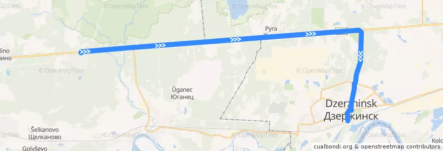 Mapa del recorrido Маршрутное такси №Т-112 (Смолино (Володарский р-н) - Дзержинск (автовокзал)) de la línea  en Нижегородская область.