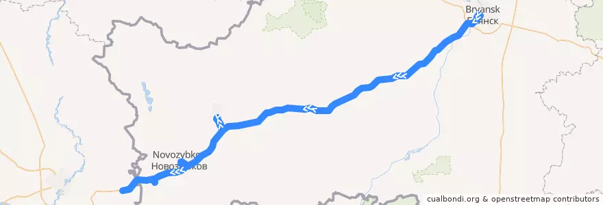Mapa del recorrido Гомель-Брянск de la línea  en 布良斯克州.
