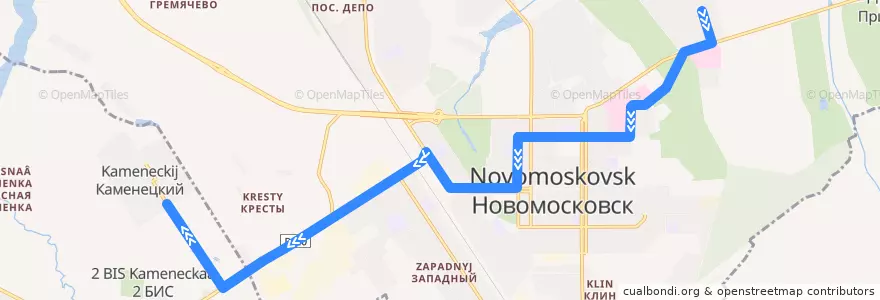 Mapa del recorrido Автобус 5К: Залесный ‐ пос. Каменетский de la línea  en городской округ Новомосковск.