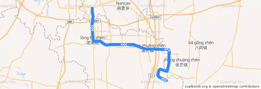 Mapa del recorrido 郑州地铁城郊线 de la línea  en Xinzheng.