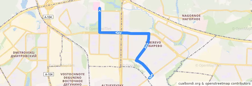 Mapa del recorrido Автобус 705: Метро "Бибирево" => Абрамцевская улица de la línea  en Северо-Восточный административный округ.