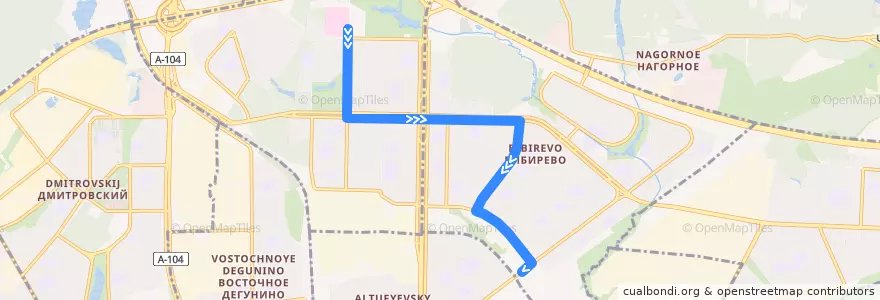 Mapa del recorrido Автобус 705: Абрамцевская улица => Метро "Бибирево" de la línea  en Северо-Восточный административный округ.