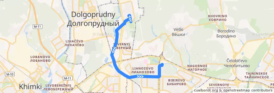 Mapa del recorrido Автобус 836: Северный - 4-й микрорайон => 6-й микрорайон Бибирева de la línea  en Северо-Восточный административный округ.