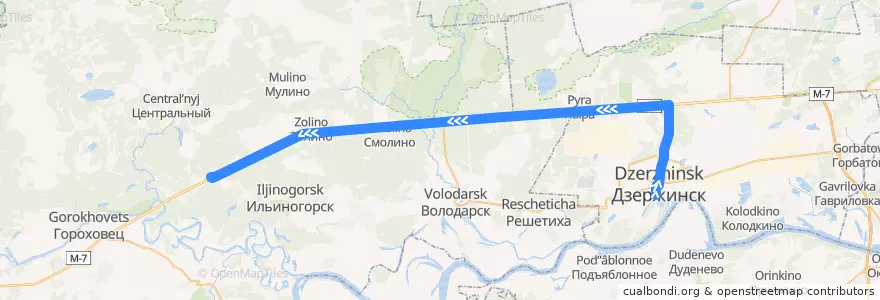 Mapa del recorrido Автобус №130 (Дзержинск (автовокзал) - поворот на Фролищи (Володарский р-н)) de la línea  en Нижегородская область.