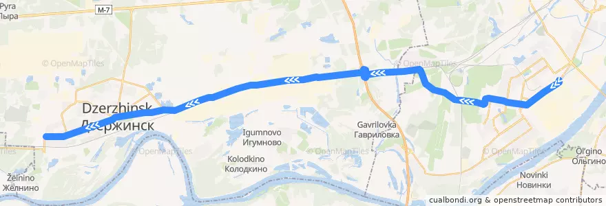 Mapa del recorrido Маршрутное такси №Т-307 (Н. Новгород (ст. м. Автозаводская) - Дзержинск (8-й микрорайон) de la línea  en Нижегородская область.