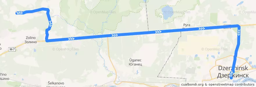 Mapa del recorrido Маршрутное такси №Т-316 (Мулино - Новосмолинский - Дзержинск (автовокзал)) de la línea  en Нижегородская область.