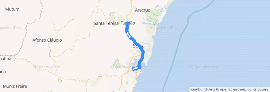 Mapa del recorrido 036/1 Fundão - Vitória de la línea  en Microrregião Vitória.