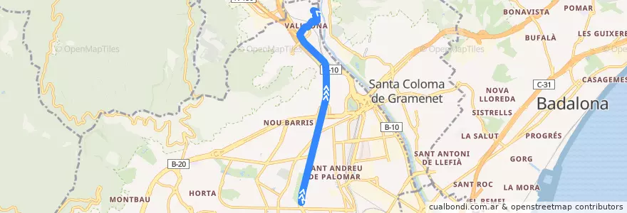 Mapa del recorrido 97 Pg. Fabra i Puig => Vallbona de la línea  en Барселона.