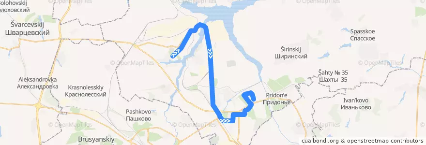 Mapa del recorrido Автобус 24: пос. Химиков ‐ Залесный de la línea  en городской округ Новомосковск.