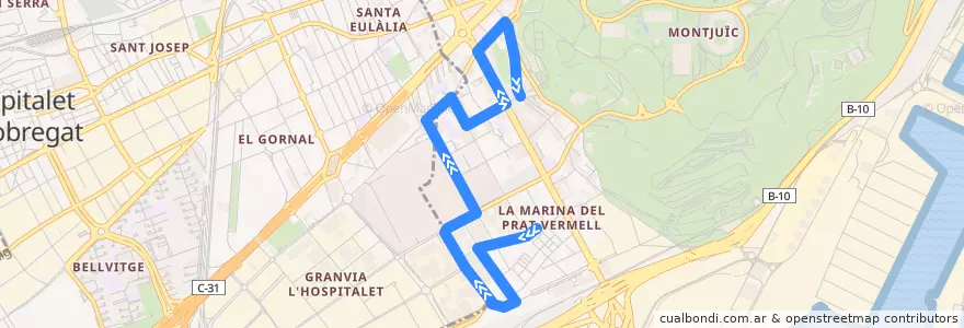 Mapa del recorrido 125 Pl. del Nou => La Marina de la línea  en Барселонес.