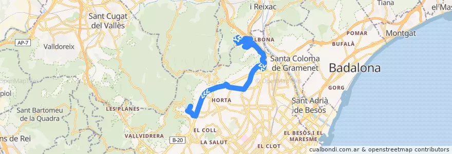 Mapa del recorrido 76 Ciutat Meridiana / Sant Genís de la línea  en Barcelona.