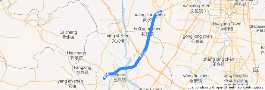 Mapa del recorrido 成都地铁10号线（南向） de la línea  en Chengdu City.
