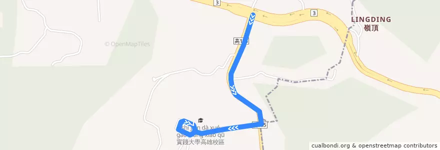 Mapa del recorrido 8035(繞駛實踐大學_返程) de la línea  en 內門區.
