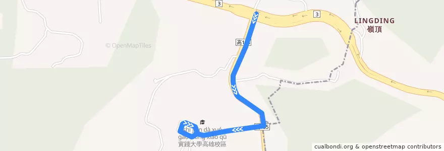 Mapa del recorrido 8035(繞駛實踐大學_往程) de la línea  en 內門區.
