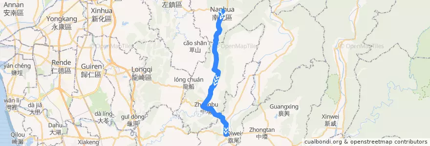 Mapa del recorrido 8035(往旗山_返程) de la línea  en 臺灣.