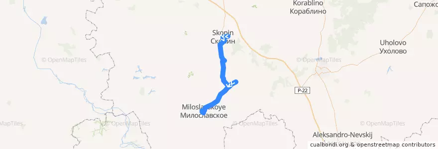 Mapa del recorrido Автобус №176 (Скопин - Милославское) de la línea  en Oblast de Riazan.