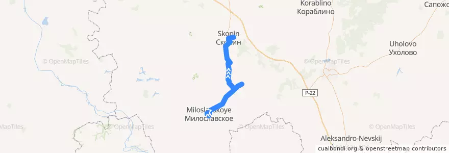 Mapa del recorrido Автобус №176 (Милославское - Скопин) de la línea  en Oblast Rjasan.