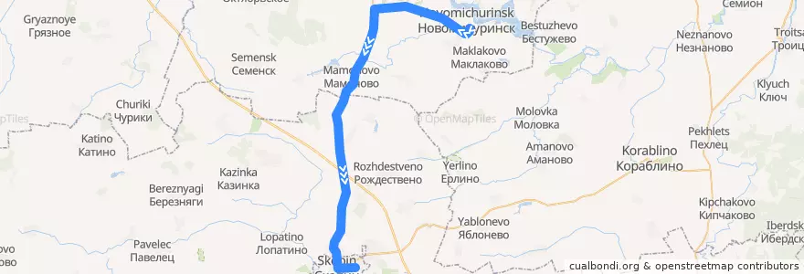 Mapa del recorrido Автобус №178 (Новомичуринск - Скопин) de la línea  en Рязанская область.