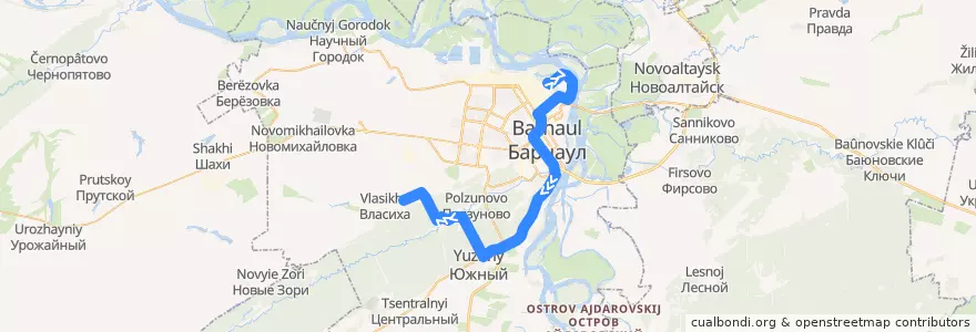 Mapa del recorrido Автобус №2: пос. Ильича — Санаторий «Энергетик» de la línea  en バルナウル管区.