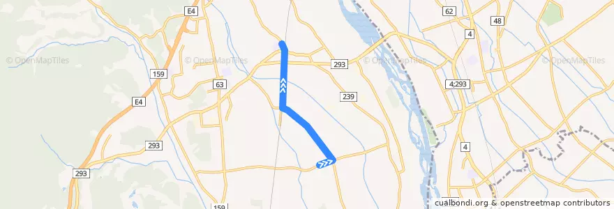 Mapa del recorrido 上河内地域路線バス東小コース ふれあい西芦沼館⇒東小学校 de la línea  en Utsunomiya.
