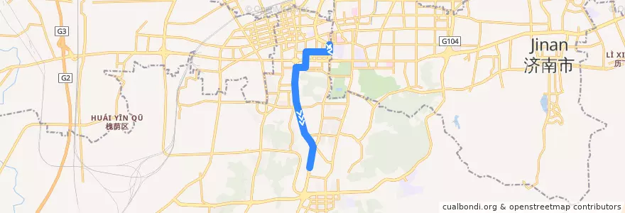 Mapa del recorrido 88快青年桥—>仲宫 de la línea  en 市中区.