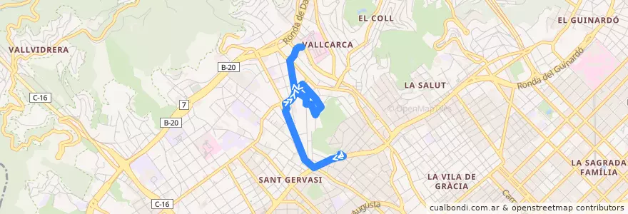 Mapa del recorrido 131 El Putxet => Pl. Alfons Comín de la línea  en Barcelona.