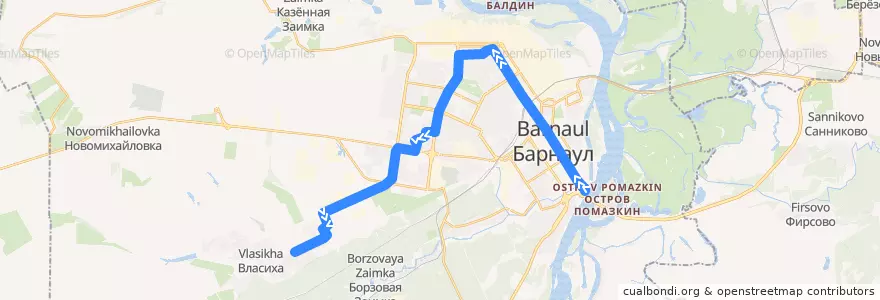 Mapa del recorrido Автобус №35: Речной вокзал — Санаторий «Энергетик» de la línea  en バルナウル管区.