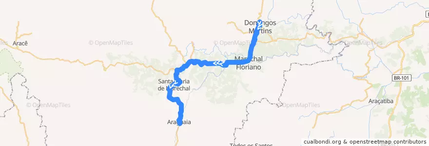 Mapa del recorrido 360/0 Domingos Martins x Araguaia de la línea  en Marechal Floriano.