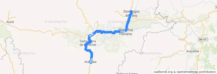 Mapa del recorrido 360/0 Araguaia x Domingos Martins de la línea  en Marechal Floriano.