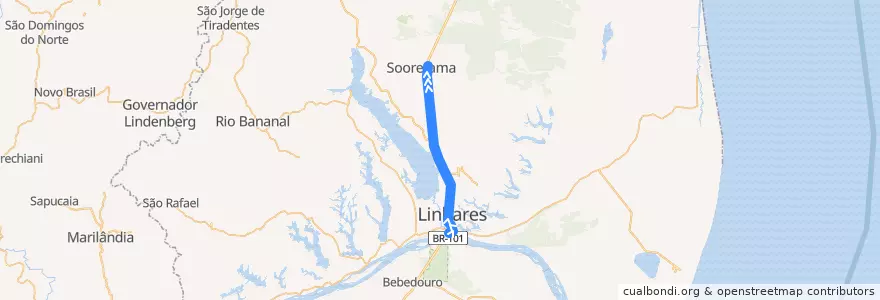 Mapa del recorrido 342/4 Linhares x Sooretama de la línea  en Linhares.
