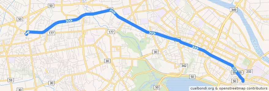Mapa del recorrido 茨城交通バス81系統 赤塚駅⇒東赤塚⇒水戸駅 de la línea  en Мито.