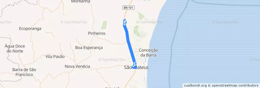 Mapa del recorrido 152/0 Pedro Canário - São Mateus de la línea  en Microrregião São Mateus.