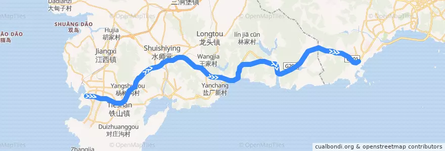 Mapa del recorrido 大连地铁12号线 de la línea  en 旅顺口区.