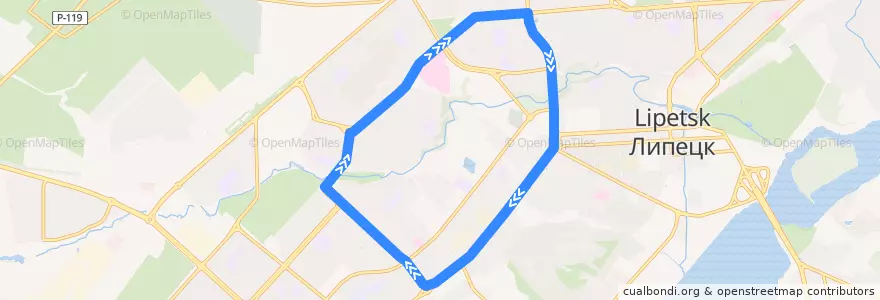 Mapa del recorrido 2т de la línea  en городской округ Липецк.