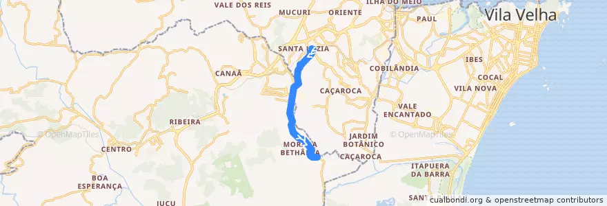 Mapa del recorrido 909 T. Campo Grande / Morada de Bethânia de la línea  en Microrregião Vitória.