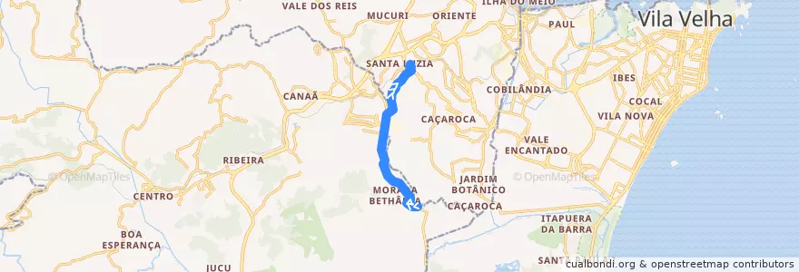 Mapa del recorrido 909 Morada de Bethânia / T. Campo Grande de la línea  en Microrregião Vitória.