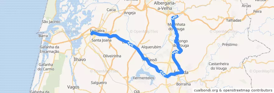 Mapa del recorrido Linha do Vouga: Sernada do Vouga => Aveiro de la línea  en Baixo Vouga.