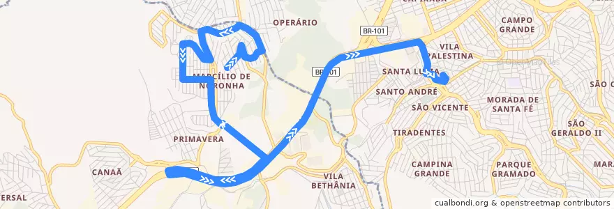 Mapa del recorrido 913 Bairro Industrial / T. Campo Grande de la línea  en Microrregião Vitória.