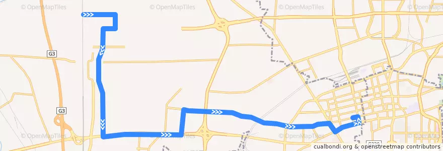 Mapa del recorrido K19彭庄—>省立医院 de la línea  en 槐荫区.