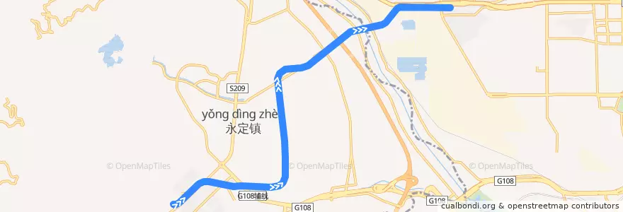 Mapa del recorrido S1线 de la línea  en Pequim.