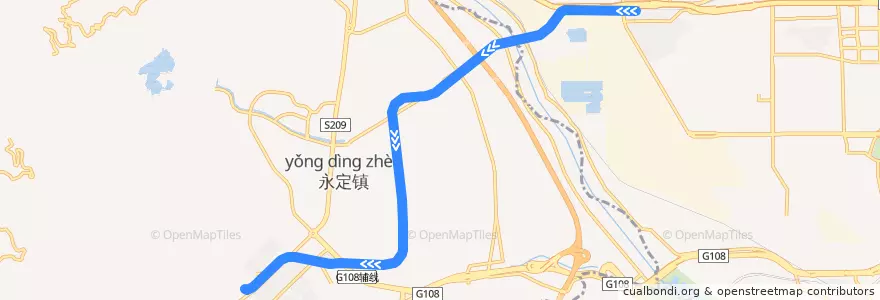 Mapa del recorrido S1线 de la línea  en 北京市.