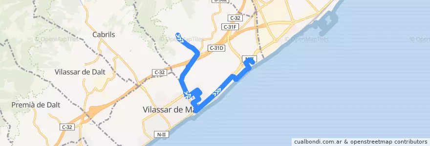 Mapa del recorrido C16 Cabrera - Centre Comercial Cabrera de la línea  en Maresme.