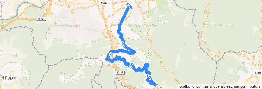 Mapa del recorrido L3 FGC Sant Cugat - La Floresta - Les Planes de la línea  en Sant Cugat del Vallès.