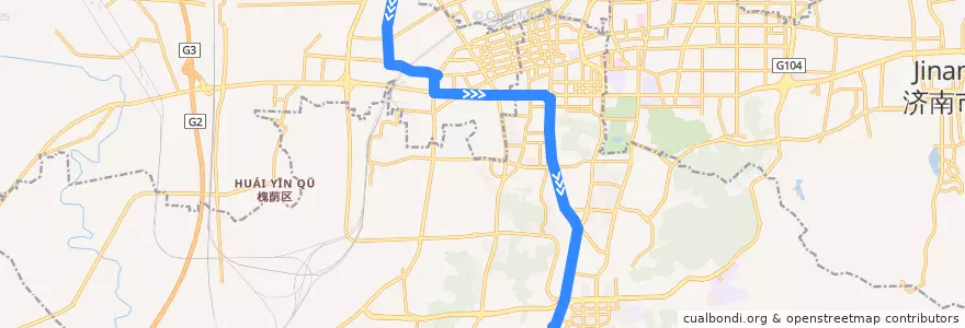Mapa del recorrido 27山东汽配城—>南苑小区 de la línea  en Jinan City.