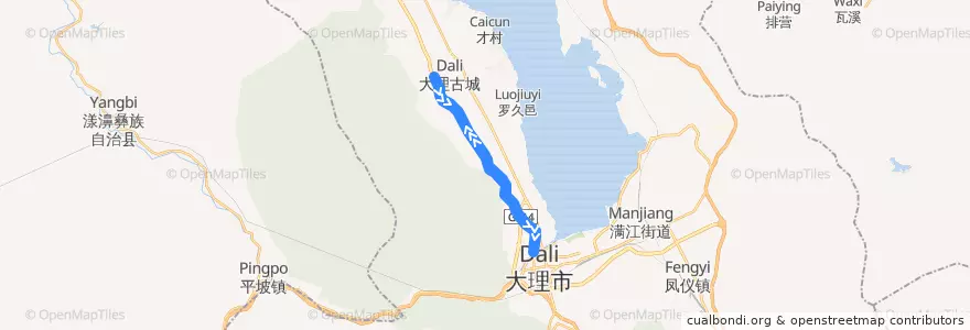 Mapa del recorrido 大理 4路 de la línea  en 大理市.