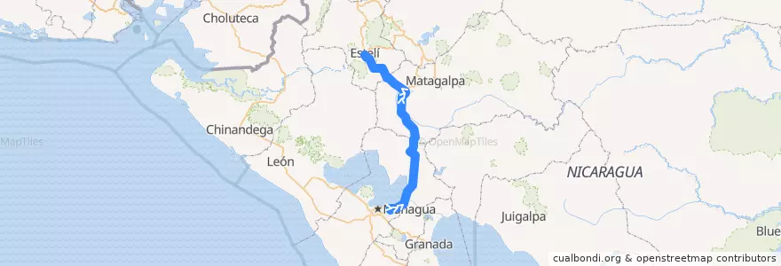 Mapa del recorrido Ruteado: Managua - Estelí de la línea  en نیکاراگوئه.