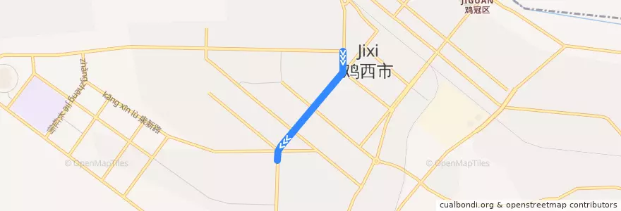 Mapa del recorrido 2 de la línea  en 鸡冠区.