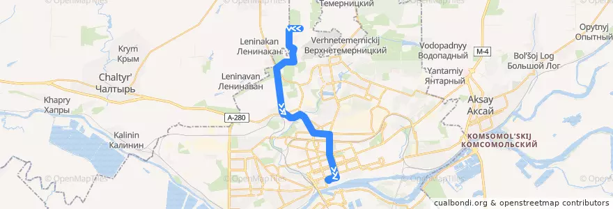 Mapa del recorrido Автобус №1 мкр. Суворовский - Центральный рынок de la línea  en Rostov-on-Don.
